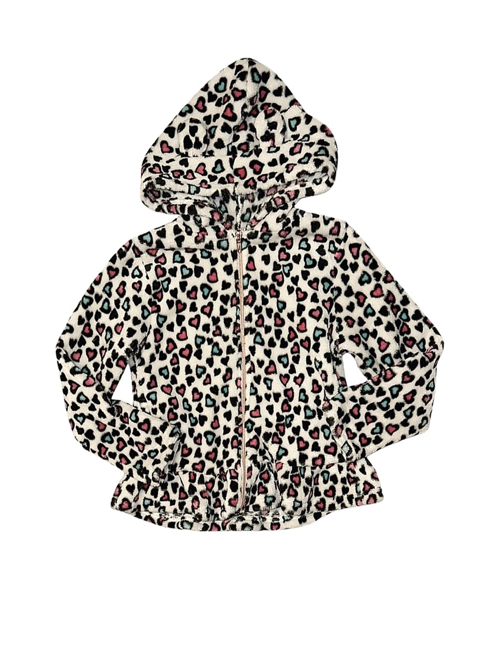 PENELOPE MACK Girl's Heart Print Fleece Full Zip Long Sleeve Hoodie Size 6X